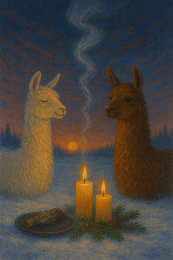 Llamas im Wintersonnenwendritual